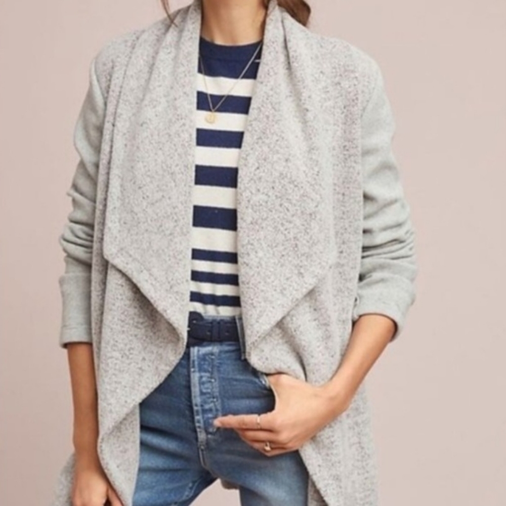 Anthropologie Dolan Northfield fleece sweater wrap jacket XS heather grey